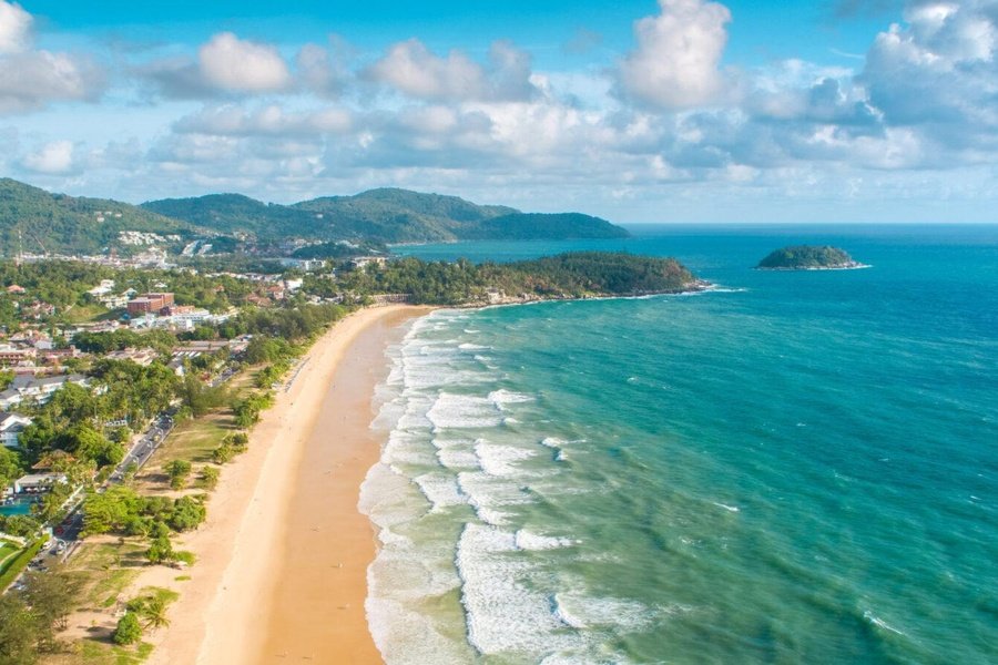Aerial view of Kata Beach and Koh Pu island